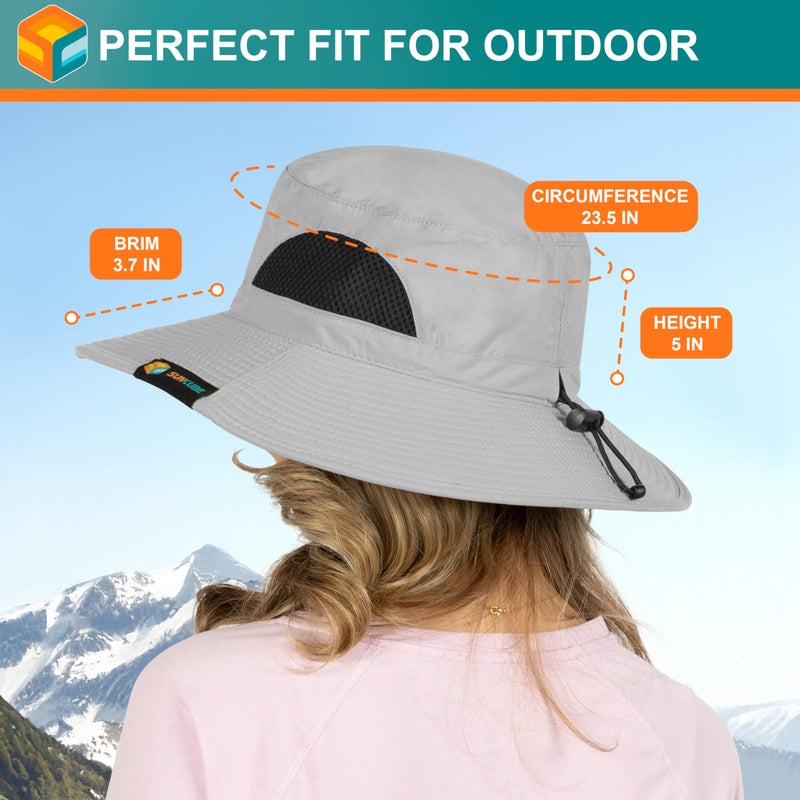 Suncube SUN CUBE Wide Brim Sun Hat Men Women, Mens Fishing Hats Sun UV Protection, Womens Hiking Bucket Hat, Outdoor Summer Safari Beach Boonie, Camping Unisex UPF 50+ Light Gray - Image 5